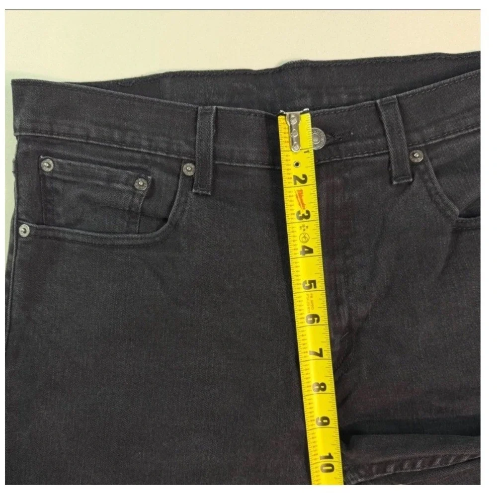 Levis 502 Regular Taper Jeans Mens 33x31 Faded Black‎ Denim Stretch Pants